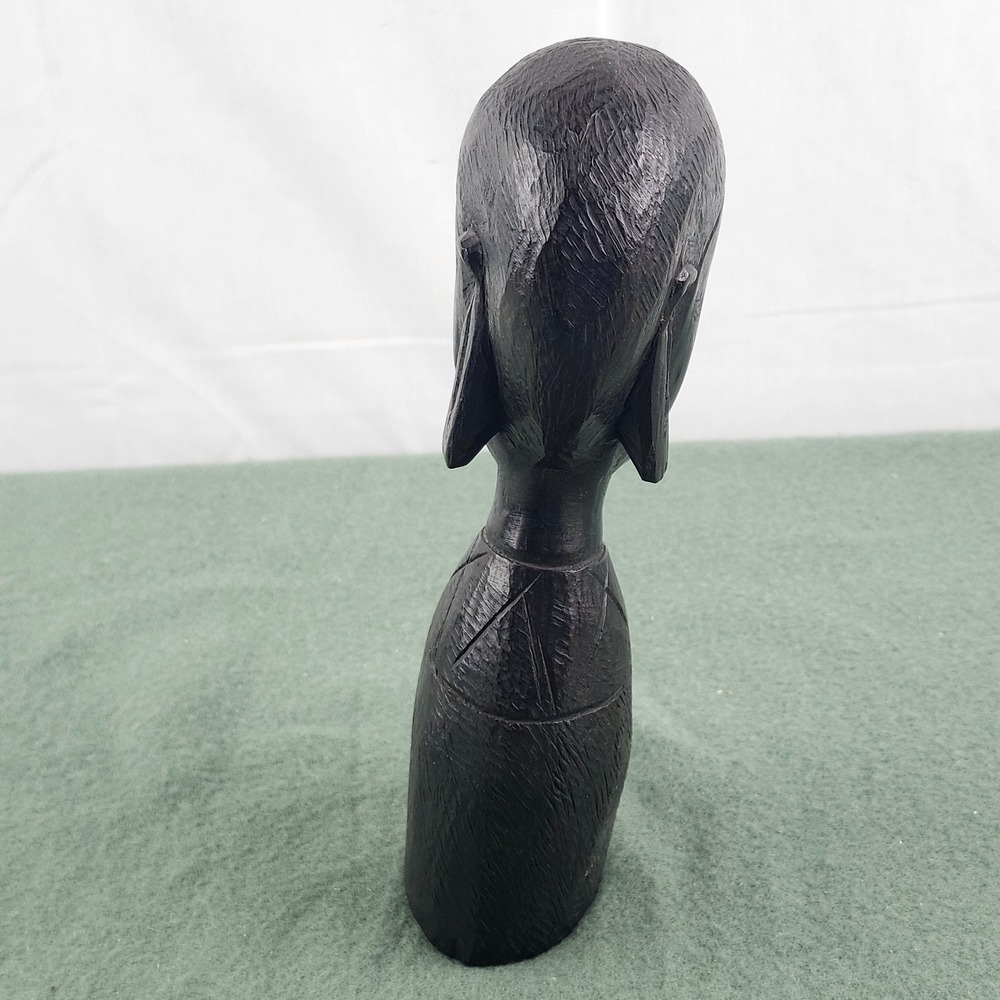 Vintage Kenya African Tribal Hand Carved Sculpture Ebony Wood‎ Bust Statue 10" - Picture 5 of 9